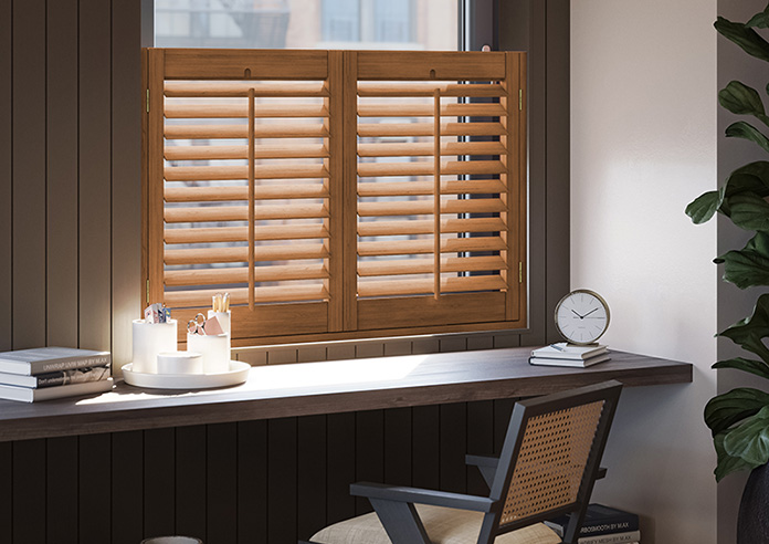 Kensington, Antique Cherry - Cafe Style Plantation Shutter - Image 5